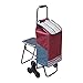 Ya-Ya Escaleras Cesta de la Compra Puede Sentarse Cesta de la Compra con el Taburete del Asiento Plegable Pequeño Carrito de Arrastre de Rod Viejo Carro de la Carretilla (Color : Red)