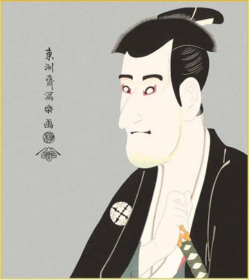 Amazon.co.jp: 浮世絵色紙4枚セット-役者絵/東洲斎写楽（新絹本）SIK