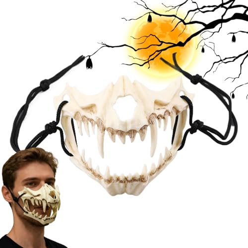 Máscara de calavera de media cabeza de Halloween, máscara de media cara, accesorios de disfraz de Halloween, accesorios de cosplay aterradores para vacaciones, juego de rol, celebración de eventos