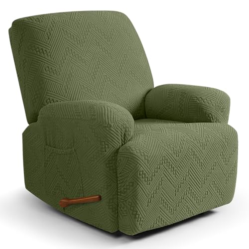 Image of Ruaozz Recliner Chair Covers 4-Pieces Oversized Recliner Slipcovers Extra Large Stretch Reclining Chair Slipcover Washable Furniture Protector with Elastic Bottom (1 Seater-X Large, Army Green)