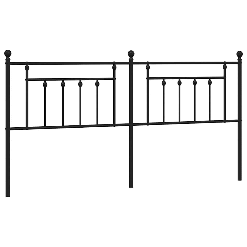 vidaXL Metal Replace Headboard, Bed Header for Bedroom Living Room, Bed Headboard with Metal Legs, Black Headboard for Single Bed, Black 200 cm