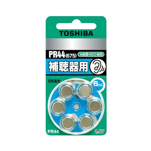TOSHIBA 補聴器用空気電池 6個入 PR44V 6P（Amazon）