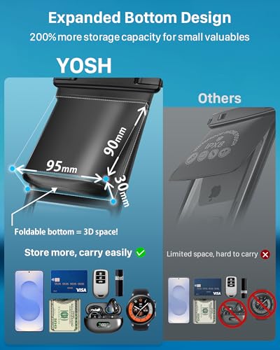 YOSH wasserdichte Handyhülle [2026 3D-Doppeltaschen], IPX8 Wasserfeste Handytasche zum Umhängen, 7,5 Zoll Unterwasser Hülle Tauchen Waterproof Phone Case für iPhone 17 16 Pro Max Samsung S26 S25 Ultra 2