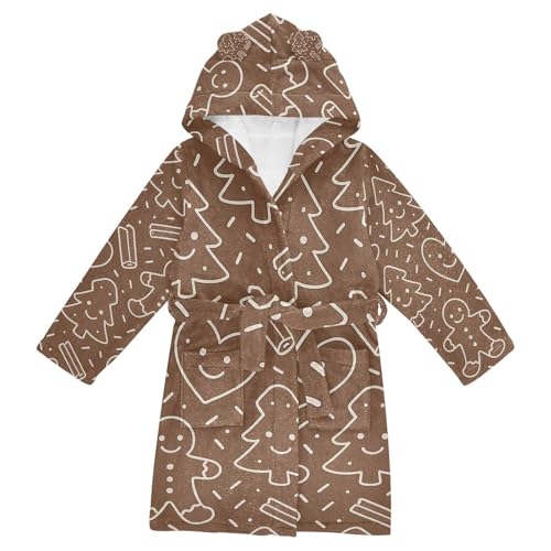 GuoChe Girls Bathrobe Seamless Gingerbread Pattern Hooded Robe