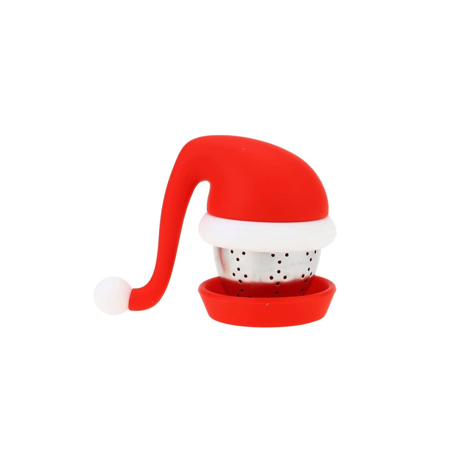 Colador de té de silicona con diseño de Papá Noel, filtro suelto de especias de hierbas, teteras, juego de té de Navidad, accesorios