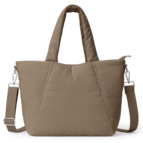 Image of KALIDI Quilted Carryall Tote Bag, Large Puffer Crossbody Women Handbags Shoulder Soft Fluffy Lightweight Travel