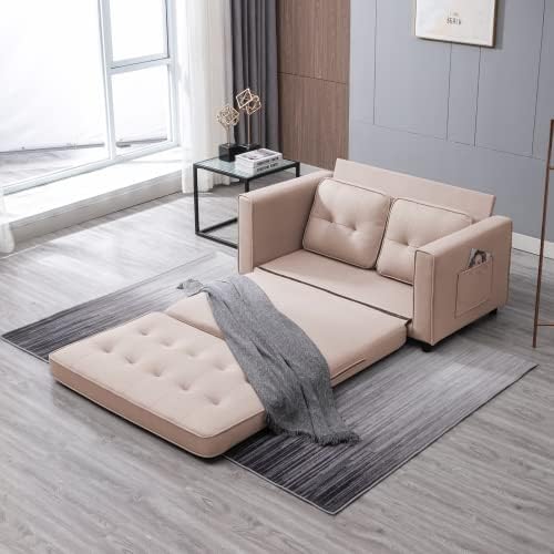 BALUS Convertible 3-in-1 Folding Sofa Bed, Loveseat Sleeper Cot, 84" Tri-Fold Multi-Function Modern Breathable Couch, Folding Mattress for Guests, Futon for Living Room, Floor Sofa Bed(Beige)
