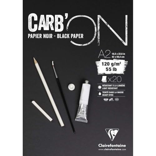 Papier dessin noir Clairefontaine Carb'ON 20 feuilles haut de gamme