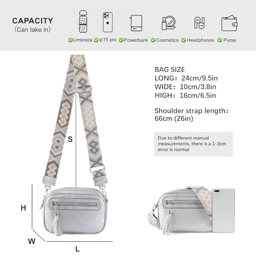 Crossbody Bag for Women Trendy Purse Small Shoulder Handbags with Wide Strap With Multi-compartment double zipper3