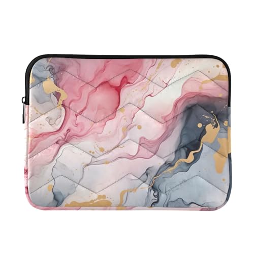 Funda para portátil 13-14 pulgadas en mármol rosa resistente y protectora miniatura 1
