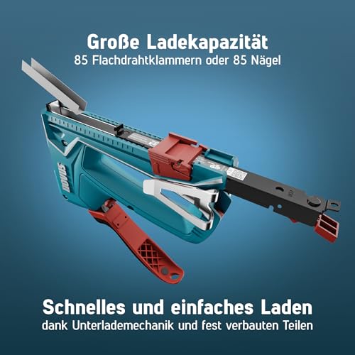 NOVUS TOOLS Handtacker J-51 Set mit 1200 Klammern │ Profi-Tacker für Holz mit Aluminium-Gehäuse, Schlagkrafteinstellung, Distanzanschlag │ Für Flachdrahtklammern 6-14 mm und Nägel 16 mm