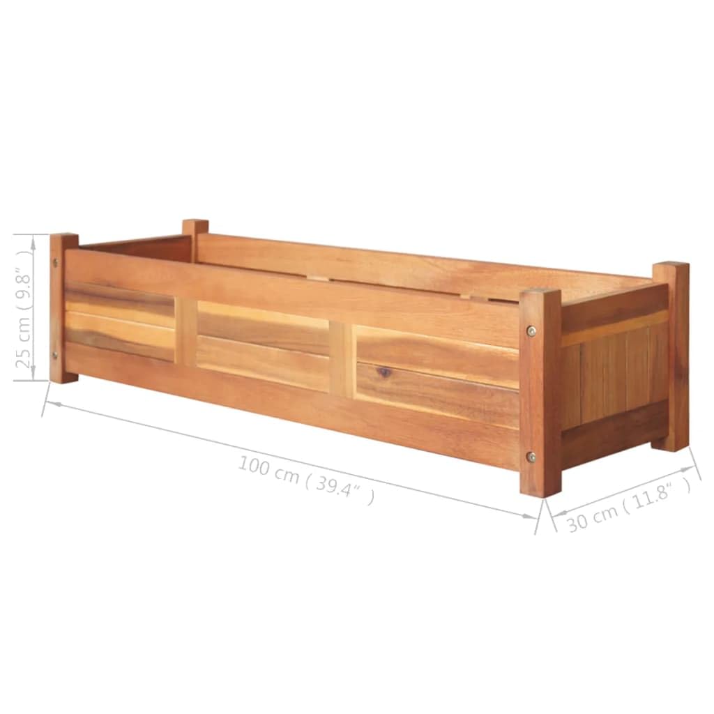 vidaXL 2X Akazienholz Garten Hochbeet Pflanzkübel Pflanzbeet Gemüsebeet Frühbeet Gartenbeet Blumenkübel Blumenkasten Pflanzkasten 100x30x25cm
