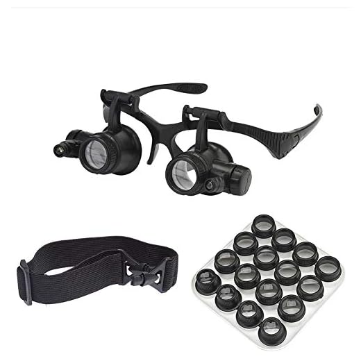 Beileshi Watch Repair Magnifier Loupe Jeweler Magnifying Glasses Tool Set with LED Light with 8 Interchangeable Lens-2.5X 4X 6X 8X 10x 15x 20x 25x