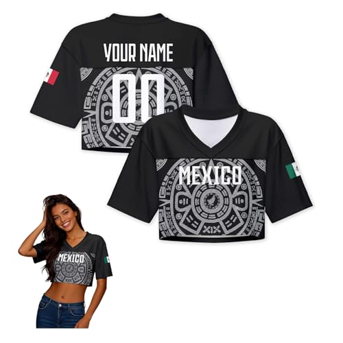 Women's Football Jersey Crop Tops Y2K Short Sleeve Tees Custom Soccer Game Day Girls Name Number Fans Gift