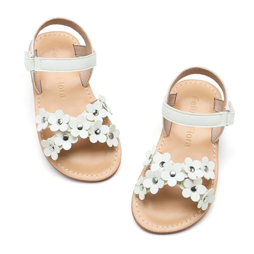 Image of Felix & Flora Toddler Girl Sandals -Flower Girl Dress Shoes Open Toe Little Kid Flats