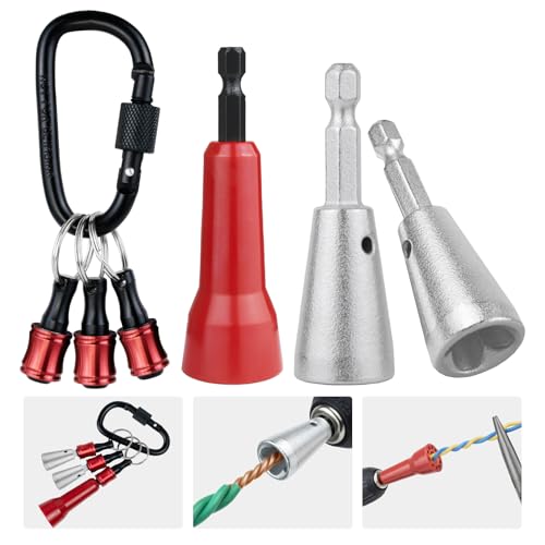 Noxtren 6PCS Wire Twister Tool for Drill with Bit Holder Keychain Wire Nut Twister for Drill with 1/4 Hex Shank Professional Electrician Tools for 922 AWG Wire Connector Twisting
