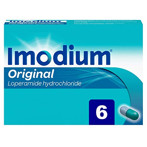 Imodium Capsules Original Relief from Diarrhoea (6 Capsules) Helps Restore Gut to Natural Rhythm with Loperamide Hydrochloride Fast-Acting Diarrhoea Relief in 1 Hour with Just 1 Dose