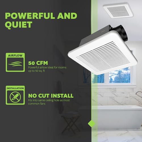 Image of Homewerks 50 CFM 1.0 Sone Bathroom Exhaust Fan, ENERGY STAR, DC Motor