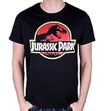 corte recto cotton division T-Shirt Jurassic Park Camiseta, Negro, L para Hombre