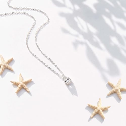 Image of Gold Silver Necklace for Women, Dainty Cubic Zirconia Pendant