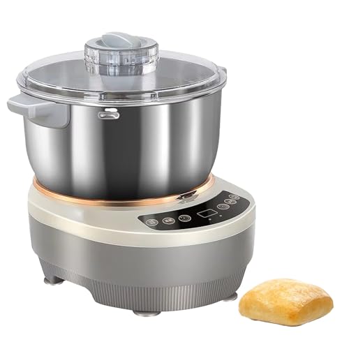Amasadora automática de masa, batidora de harina con temporizador, batidora antiadherente, robot de repostería de acero inoxidable, para hornear en la cocina, tostadas, croissants(5L)