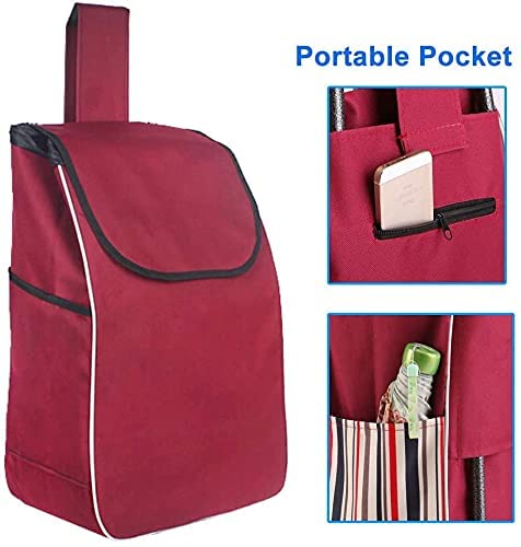 WEDF Klappbarer Einkaufswagen, Treppensteiger, Einkaufstrolley, Klappbarer Einkaufswagen, Leichter Einkaufswagen mit… – Bild 3