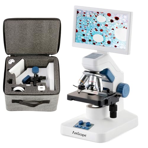 Amscope DM300HD Digital Microscope for Kids & Students w/X-Y Stage Professional, 1200X Wireless Digital Biological Microscope with Screen for Schools & Education, USB & 32GB Memory Card