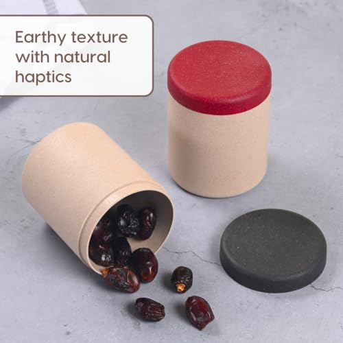 Image of Eha Earth Friendly Canister Set of 4 Made with Rice Husk| Kitchen Jar 400ml | Storage and Containers | Air tight containers for kitchen storage | Multidark