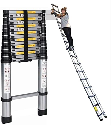 Telescoping Aluminum Ladder, 5.9FT Extendable Ladder for Home, Rooftop, RV & Outdoor Work, 330lb Load Capacity, Lightweight Black Design, Portable & Durable