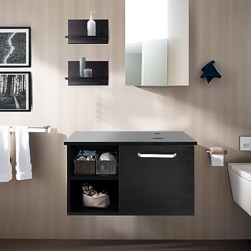 YU YUSING Badmöbel Set Waschbeckenunterschrank Badezimmerschrank mit Unterschrank Spiegel, Badezimmermöbel mit Spiegelschrank, 2 Wandregale Schweberegale, Badschrank 1 Tür und 2 Regale YU YUSING Badmöbel Set Waschbeckenunterschrank Badezimmerschrank mit Unterschrank Spiegel, Badezimmermöbel mit Spiegelschrank, 2 Wandregale Schweberegale, Badschrank 1 Tür und 2 Regale