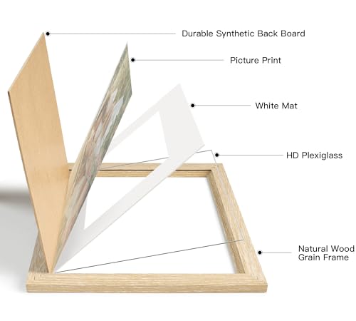 Momentworth 5x7 Picture Frame with Mat for 4x6, Natural Wood Grain 5 x 7 Gallery Wall Picture Frames for Tabletop or Wall Mounting(4 Pack, Natural) by Momentworth - Used condition - Image 6