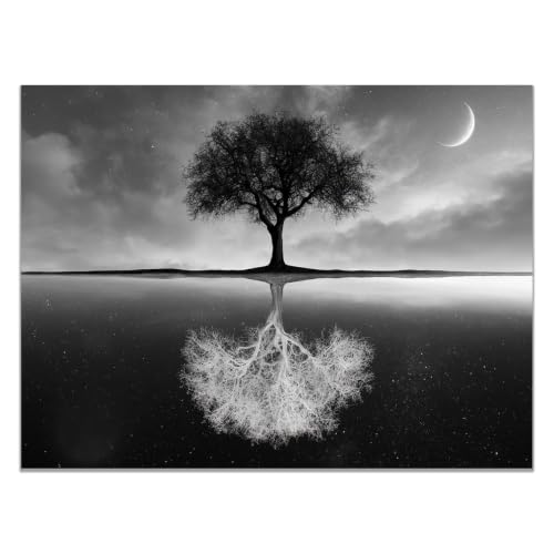 Cartel del Árbol de la Vida en lienzo de 40x60cm sin marco con diseño abstracto 1