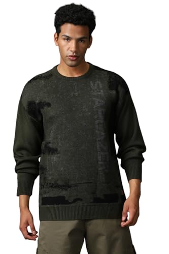Image of High Star Men Knitted Acrylic Relaxed Fit Round Neck Long Sleeve Sweaters
