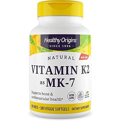 Healthy Origins Vitamin K2 as MK-7, 100 mcg - K2 Vitamins for Heart Health, Bone Health & Calcium Metabolism - Gluten-Free Supplements - 180 Veggie Softgels Cover