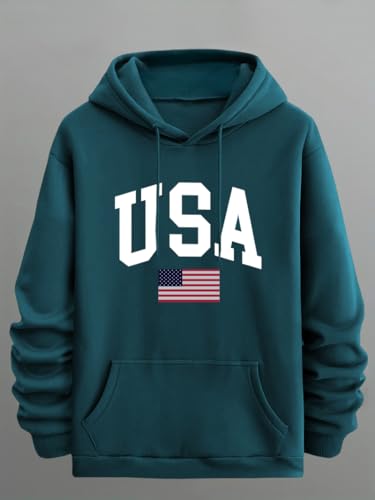 Image of TagasMen's Hoodie with USA Print Fleece, Kangaroo Pocket and Drawstring Detail || Sweatshirt for Mens || Men Hoodies || hoodis||(MH-8015)