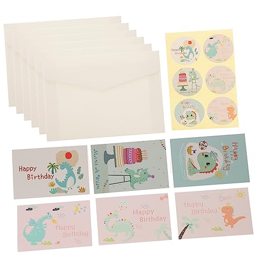 SEWACC 6 Conjuntos De Cartões De Aniversário Desenhos Animados Notas Em Massa Feliz Aniversário Cart