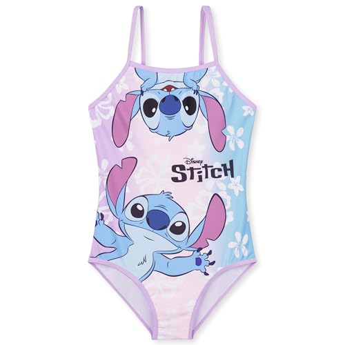 Disney Stitch Girls One Piece Swimsuit, Stretchy Swimwear for Beach and Pool
