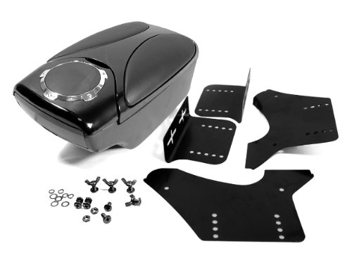 99Parts Black Leather Center Console Armrest Big Sorage Box with Two Cups Holder