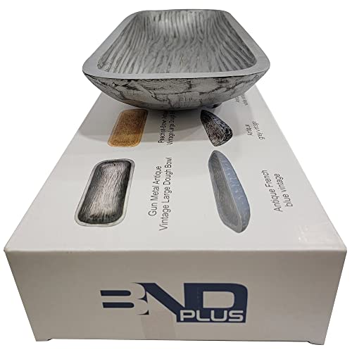 Bndplus Gun Metal Antique Vintage Wooden Dough Bowl Rectangular Hand Carved For Home Decor, Large Bowl For Holding Candles, Wicker Rattan Balls, Bread, Dough, Fruits & Others L19 X W8 X H3 Inches #TOP1