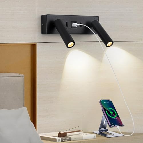 Lámparas de pared con interruptor moderno y puerto de carga USB negro 7