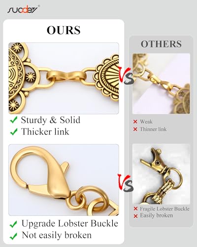 SUOSDEY Western Concho Belts for Women Cowgirl Metal Waist Gold Chain Belt for Boho Dresses Jeans4