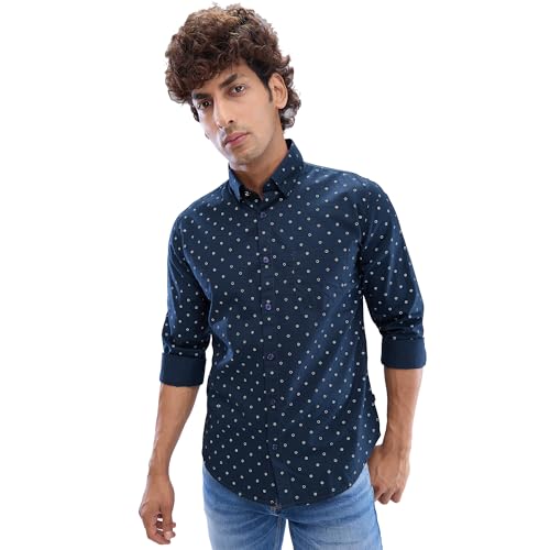 Image of Spykar Men's Slim Fit N /A Full Sleeve Printed Casual Shirts