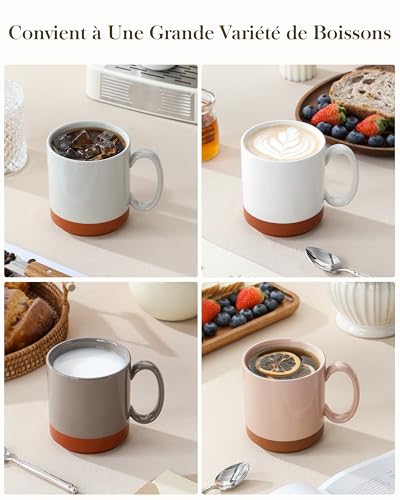 Tasses en grès de qualité MALACASA TARA mugs robustes vaisselle chic