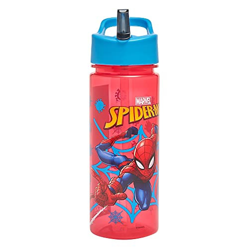 Marvel Spider-Man Personalised Sticker Water Bottle with Straw by Polar Gear