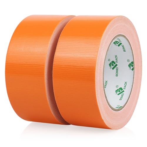 BOMEI PACK 2 Pack Orange Heavy Duty Duct Tape Strong Adhesive 2 Inch x 35 Yd Duct Heavy Duty Waterproof All Weather Duct Tape No Residue Sealing for Indoor&Outdoor Repair