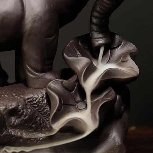 Brûleur d'encens éléphant argile violette reflux déco maison - 5