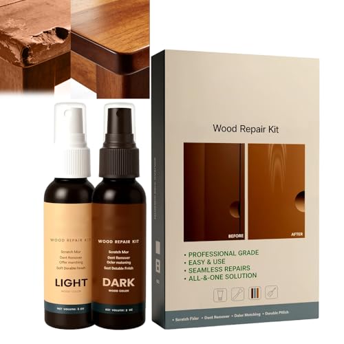 Wood Repair Kit, Professional Scratch Remover and Color Restorer, All-in-One Wood Filler for Furniture, Floors, Doors DIY (2 pcs)