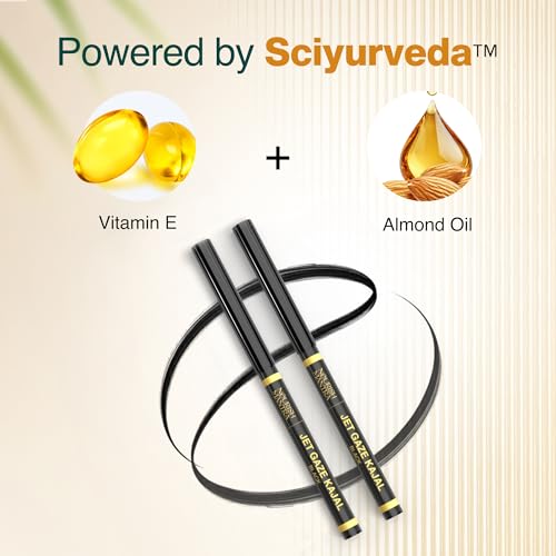 Image of Nourish Mantra's Jet Gaze Kajal Urban Rani - Combo - Black & Black 0.35g / Made with Argan Oil & Vitamin E /Smudge Proof /Long Lasting /Retractable Kajal Pencils