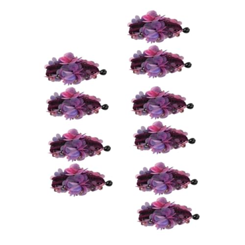 Clip de tissu porte-cheveux queue de cheval violet lot de 10 pièces avec pompon fleur mauve