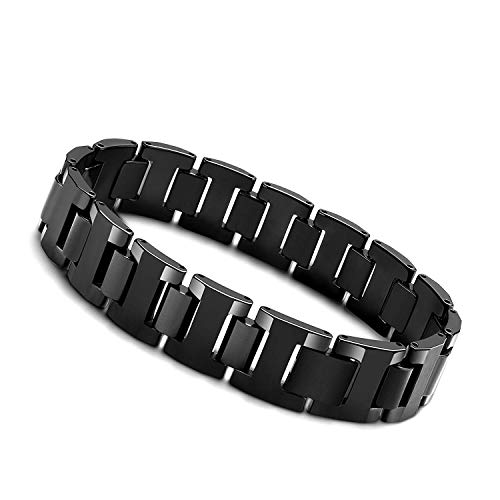 Urban Jewelry Stylish Black Solid Tungsten 8.3 Inches Link Bracelet For Men (Matte) #TOP3